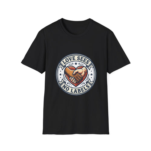 Love Sees No Labels T-Shirt — Inclusive Heart Handshake Tee