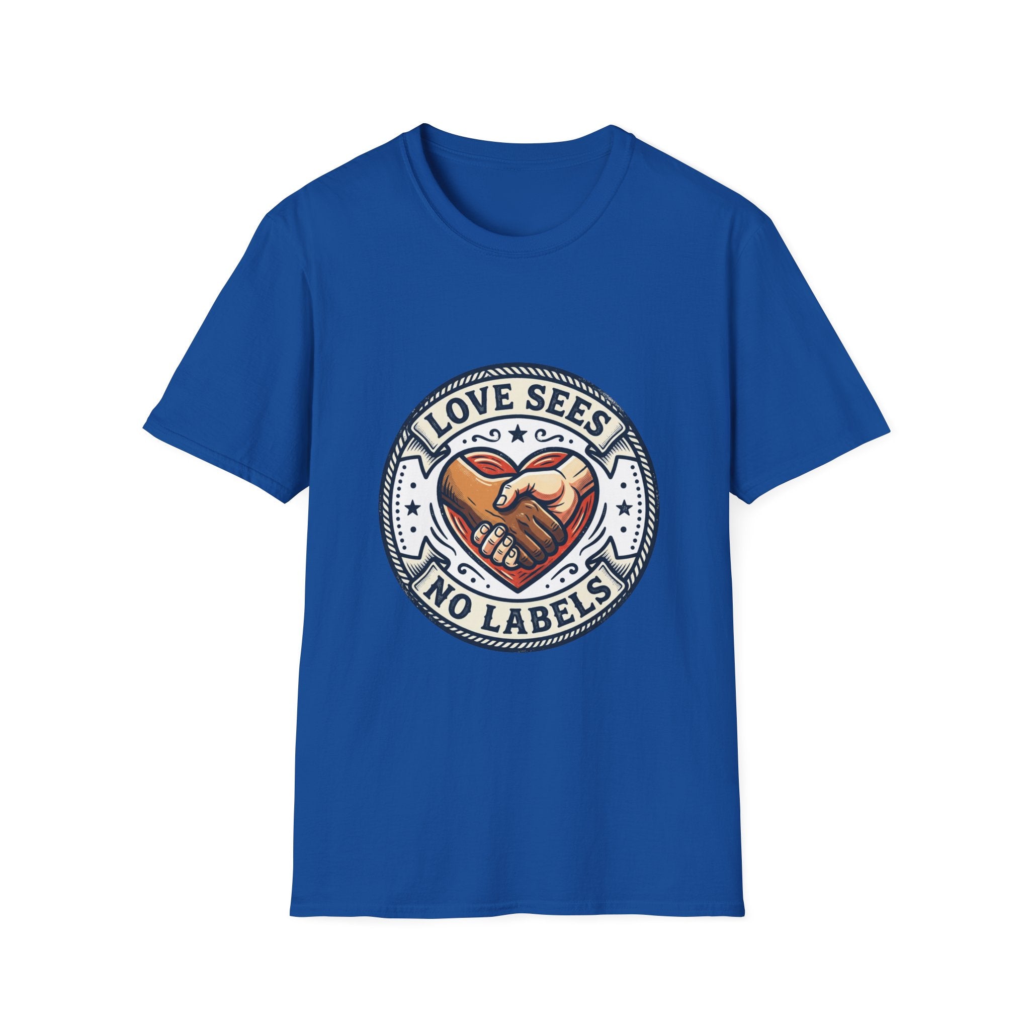 Love Sees No Labels T-Shirt — Inclusive Heart Handshake Tee