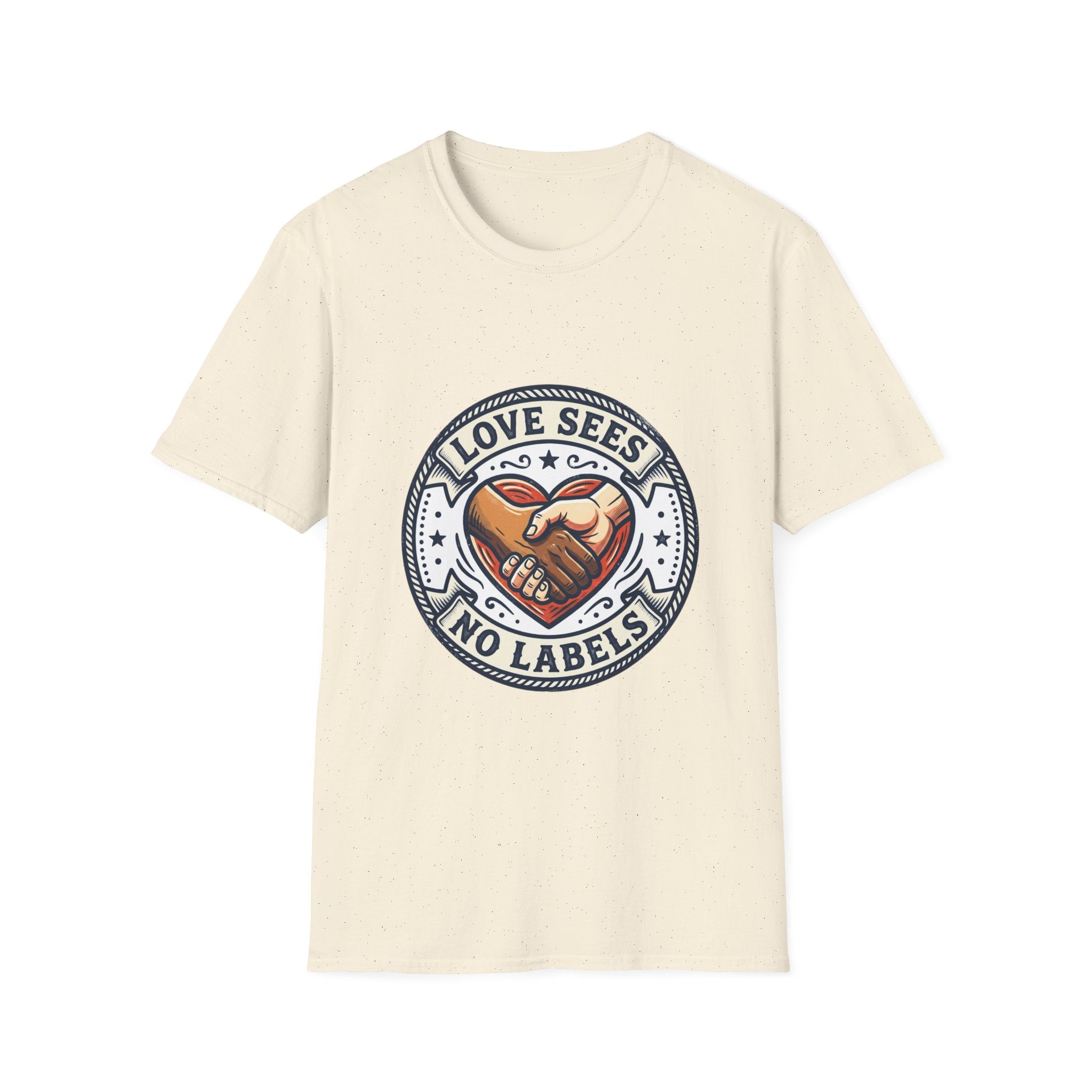 Love Sees No Labels T-Shirt — Inclusive Heart Handshake Tee