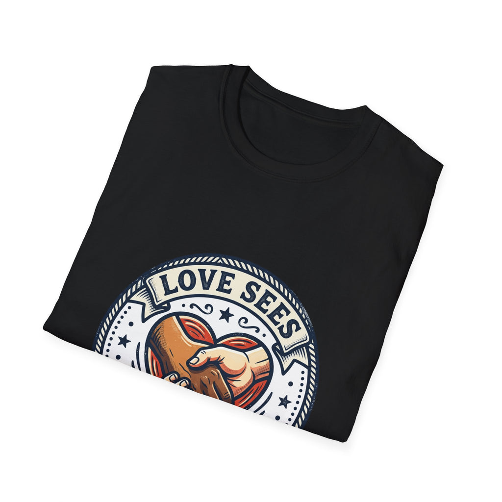 Love Sees No Labels T-Shirt — Inclusive Heart Handshake Tee