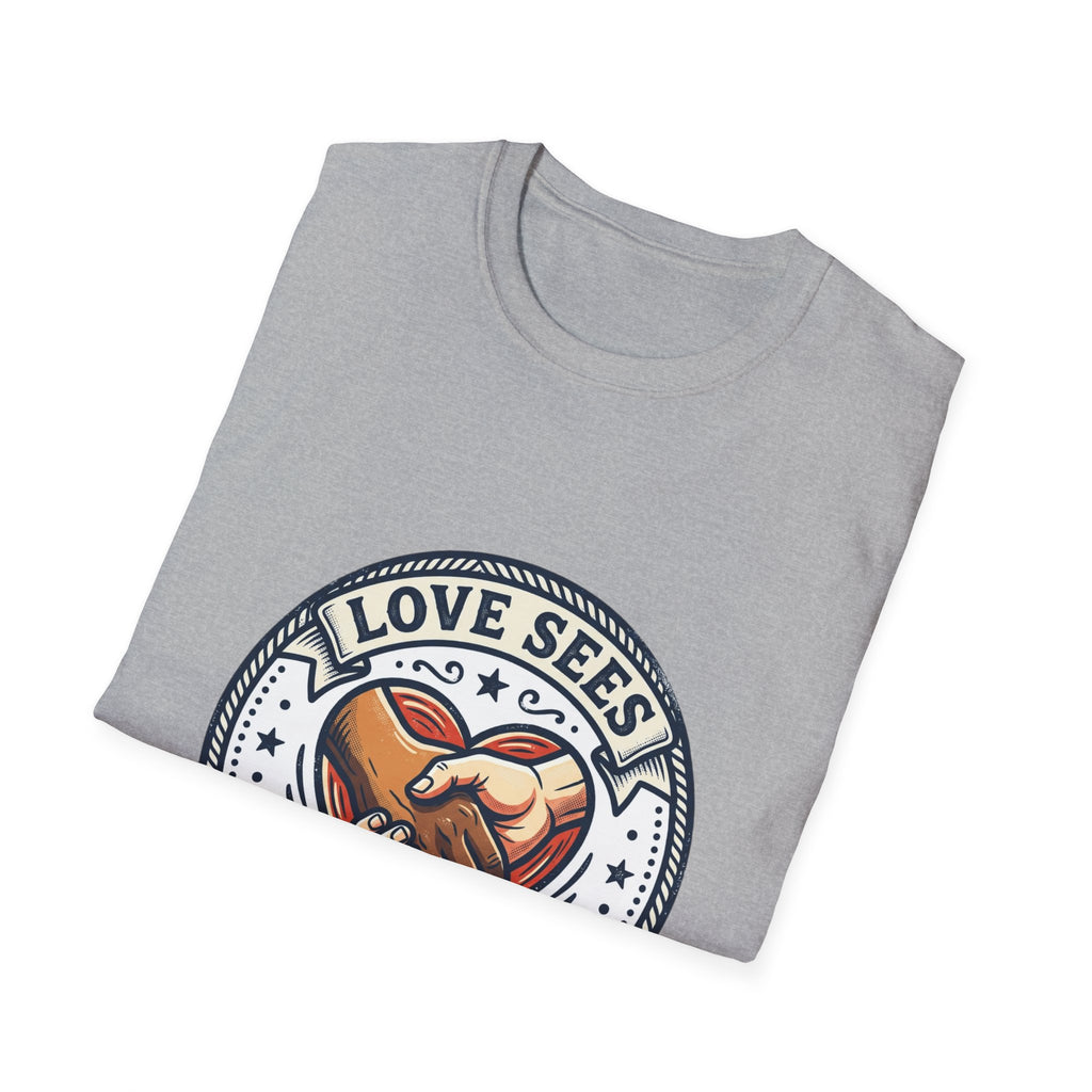 Love Sees No Labels T-Shirt — Inclusive Heart Handshake Tee